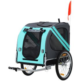 Aosom Cargo Bike Trailer for Pets Blue/Grey Large Wheels 3 Entrances Mesh Screen Off-Road Travel Cart