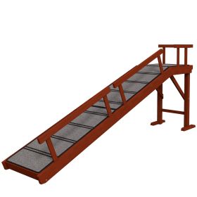 PawHut Wooden Dog Ramp with Removable Guardrails, Non-Slip Surface, 73" Long, Brown